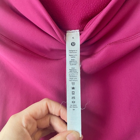 Lululemon base pace high rise fleece tight leggings 28” pink size 6 - Picture 6 of 8